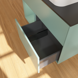 Тумба під раковину Villeroy & Boch Finion 100х50,1 см із підсвічуванням МДФ оливковий матовий лак/скло чорне матове F652GMGM