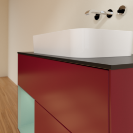 Тумба під раковину Villeroy & Boch Finion 100х50,1 см з підсвічуванням МДФ півонія матовий лак/скло чорне матове F652GMHB