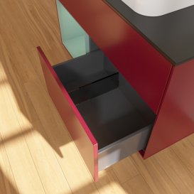 Тумба під раковину Villeroy & Boch Finion 100х50,1 см з підсвічуванням МДФ півонія матовий лак/скло чорне матове F652GMHB