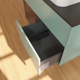 Тумба під раковину Villeroy & Boch Finion 100х50,1 см із підсвічуванням МДФ оливковий матовий лак/скло чорне матове F652GNGM