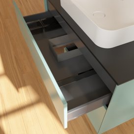 Тумба під раковину Villeroy & Boch Finion 100х50,1 см із підсвічуванням МДФ оливковий матовий лак/скло чорне матове F652GNGM