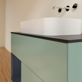 Тумба под раковину Villeroy & Boch Finion 100х50,1 см с подсветкой МДФ оливковый матовый лак/стекло черное матовое F652HGGM