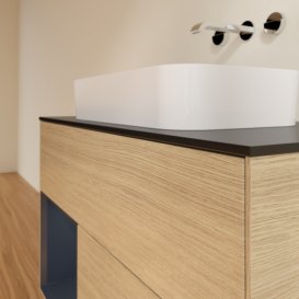 Тумба под раковину Villeroy & Boch Finion 100х50,1 см с подсветкой МДФ шпон дуба/стекло черное матовое F652HGPC