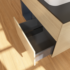 Тумба под раковину Villeroy & Boch Finion 100х50,1 см с подсветкой МДФ шпон дуба/стекло черное матовое F652HGPC