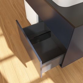 Тумба под раковину Villeroy & Boch Finion 100х50,1 см с подсветкой МДФ темно-синий матовый лак/стекло черное матовое F652MTHG