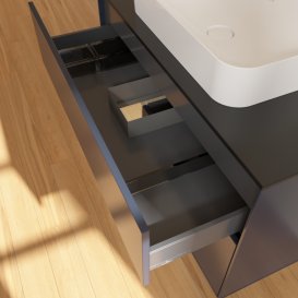 Тумба под раковину Villeroy & Boch Finion 100х50,1 см с подсветкой МДФ темно-синий матовый лак/стекло черное матовое F652PCHG