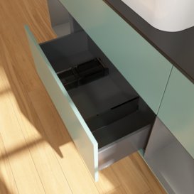 Тумба под раковину Villeroy & Boch Finion 160х50,1 см с подсветкой МДФ оливковый матовый лак/стекло черное матовое F332GKGM