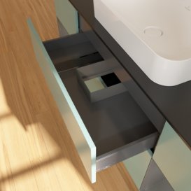 Тумба под раковину Villeroy & Boch Finion 160х50,1 см с подсветкой МДФ оливковый матовый лак/стекло черное матовое F332GKGM