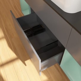 Тумба під раковину Villeroy & Boch Finion 160х50,1 см із підсвічуванням МДФ антрацит матовий лак/скло чорне матове F332GMGK