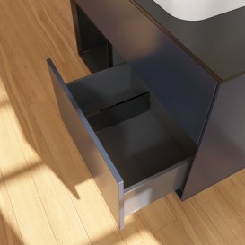 Тумба под раковину Villeroy & Boch Finion 100х50,1 см с подсветкой МДФ темно-синий матовый лак/стекло черное матовое F652PDHG