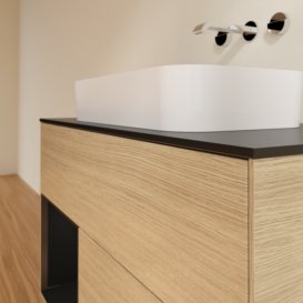 Тумба под раковину Villeroy & Boch Finion 100х50,1 см с подсветкой МДФ шпон дуба/стекло черное матовое F652PDPC