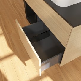 Тумба под раковину Villeroy & Boch Finion 100х50,1 см с подсветкой МДФ шпон дуба/стекло черное матовое F652PDPC