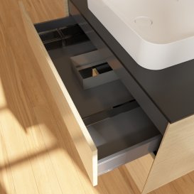 Тумба под раковину Villeroy & Boch Finion 100х50,1 см с подсветкой МДФ шпон дуба/стекло черное матовое F652PDPC