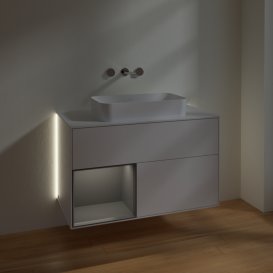 Тумба под раковину Villeroy & Boch Finion 100х50,1 см с подсветкой МДФ глянцевый белый лак/стекло белое матовое G651GKGF