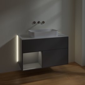 Тумба під раковину Villeroy & Boch Finion 100х50,1 см з підсвічуванням МДФ антрацит матовий лак/скло біле матове G651GKGK