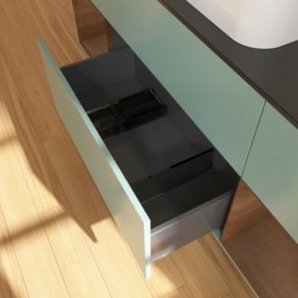 Тумба под раковину Villeroy & Boch Finion 160х50,1 см с подсветкой МДФ оливковый матовый лак/стекло черное матовое F332GNGM