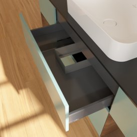 Тумба под раковину Villeroy & Boch Finion 160х50,1 см с подсветкой МДФ оливковый матовый лак/стекло черное матовое F332GNGM