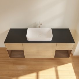 Тумба под раковину Villeroy & Boch Finion 160х50,1 см с подсветкой МДФ шпон дуба/стекло черное матовое F332GNPC