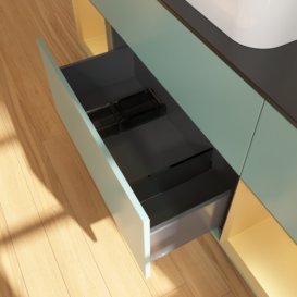 Тумба под раковину Villeroy & Boch Finion 160х50,1 см с подсветкой МДФ оливковый матовый лак/стекло черное матовое F332HFGM