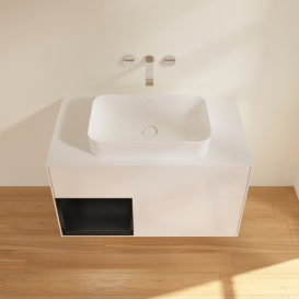 Тумба під раковину Villeroy & Boch Finion 100х50,1 см з підсвіткою МДФ білий глянцевий лак/скло біле матове G651PDGF