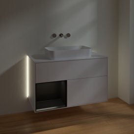 Тумба під раковину Villeroy & Boch Finion 100х50,1 см з підсвіткою МДФ білий глянцевий лак/скло біле матове G651PDGF