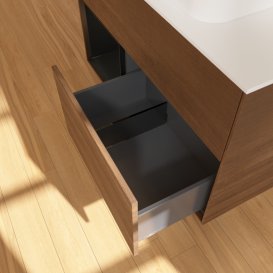 Тумба під раковину Villeroy & Boch Finion 100х50,1 см із підсвічуванням МДФ шпон волоського горіха/скло біле матове G651PDGN