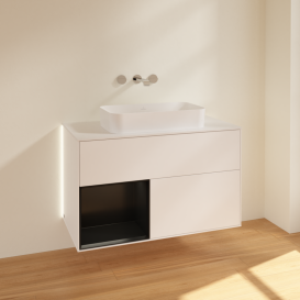 Тумба під раковину Villeroy & Boch Finion 100х50,1 см із підсвічуванням МДФ білий матовий лак/скло біле матове G651PDMT