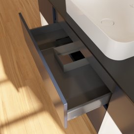 Тумба под раковину Villeroy & Boch Finion 160х50,1 см с подсветкой МДФ темно-синий матовый лак/стекло черное матовое F332MTHG