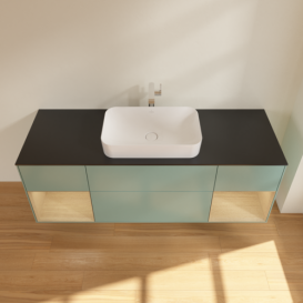 Тумба под раковину Villeroy & Boch Finion 160х50,1 см с подсветкой МДФ оливковый матовый лак/стекло черное матовое F332PCGM