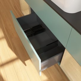 Тумба под раковину Villeroy & Boch Finion 160х50,1 см с подсветкой МДФ оливковый матовый лак/стекло черное матовое F332PCGM