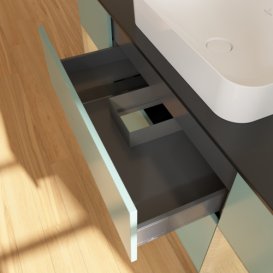 Тумба под раковину Villeroy & Boch Finion 160х50,1 см с подсветкой МДФ оливковый матовый лак/стекло черное матовое F332PCGM