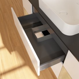 Тумба під раковину Villeroy & Boch Finion 160х50,1 см із підсвічуванням МДФ білий матовий лак/скло чорне матове F332PCMT