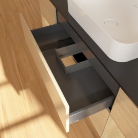 Тумба под раковину Villeroy & Boch Finion 160х50,1 см с подсветкой МДФ шпон дуба/стекло черное матовое F332PCPC