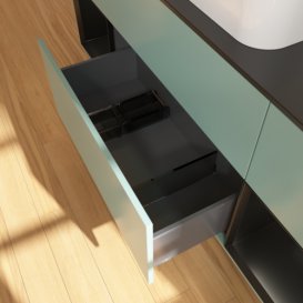 Тумба под раковину Villeroy & Boch Finion 160х50,1 см с подсветкой МДФ оливковый матовый лак/стекло черное матовое F332PDGM