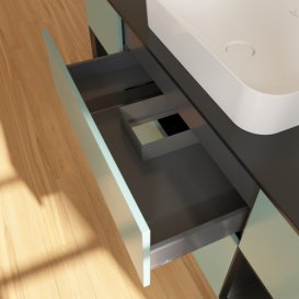 Тумба под раковину Villeroy & Boch Finion 160х50,1 см с подсветкой МДФ оливковый матовый лак/стекло черное матовое F332PDGM