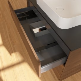 Тумба под раковину Villeroy & Boch Finion 100х50,1 см с подсветкой МДФ шпон грецкого ореха/стекло черное матовое G652GFGN