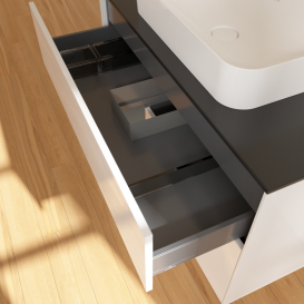 Тумба под раковину Villeroy & Boch Finion 100х50,1 см с подсветкой МДФ глянцевый белый лак/стекло черное матовое G652GKGF