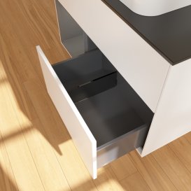 Тумба под раковину Villeroy & Boch Finion 100х50,1 см с подсветкой МДФ белый матовый лак/стекло черное матовое G652GKMT