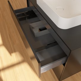 Тумба под раковину Villeroy & Boch Finion 100х50,1 см с подсветкой МДФ черный матовый лак/стекло черное матовое G652GKPD