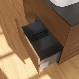 Тумба под раковину Villeroy & Boch Finion 100х50,1 см с подсветкой МДФ шпон грецкого ореха/стекло черное матовое G652GNGN