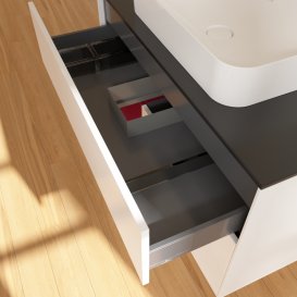 Тумба під раковину Villeroy & Boch Finion 100х50,1 см із підсвічуванням МДФ білий матовий лак/скло чорне матове G652HBMT