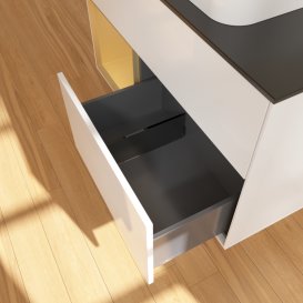 Тумба под раковину Villeroy & Boch Finion 100х50,1 см с подсветкой МДФ глянцевый белый лак/стекло черное матовое G652HFGF