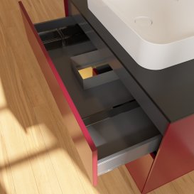 Тумба під раковину Villeroy & Boch Finion 100х50,1 см з підсвічуванням МДФ півонія матовий лак/скло чорне матове G652HFHB