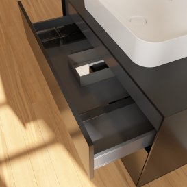 Тумба під раковину Villeroy & Boch Finion 100х50,1 см із підсвічуванням МДФ чорний матовий лак/скло чорне матове G652MTPD