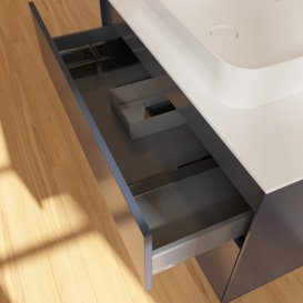 Тумба под раковину Villeroy & Boch Finion 100х50,1 см с подсветкой МДФ темно-синий матовый лак/стекло белое матовое G651GKHG