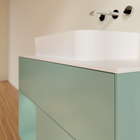 Тумба під раковину Villeroy & Boch Finion 100х50,1 см із підсвічуванням МДФ оливковий матовий лак/скло біле матове G651GMGM