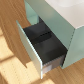 Тумба під раковину Villeroy & Boch Finion 100х50,1 см із підсвічуванням МДФ оливковий матовий лак/скло біле матове G651GMGM