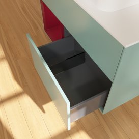 Тумба під раковину Villeroy & Boch Finion 100х50,1 см із підсвічуванням МДФ оливковий матовий лак/скло біле матове G651HBGM