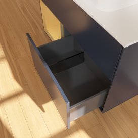 Тумба под раковину Villeroy & Boch Finion 100х50,1 см с подсветкой МДФ темно-синий матовый лак/стекло белое матовое G651HFHG