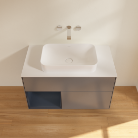 Тумба под раковину Villeroy & Boch Finion 100х50,1 см с подсветкой МДФ антрацит матовый лак/стекло белое матовое G651HGGK